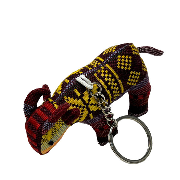 Buffalo Keychain Made Of Brocade Fabric