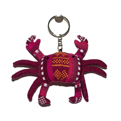 Crab Keychain Made Of Brocade Fabric