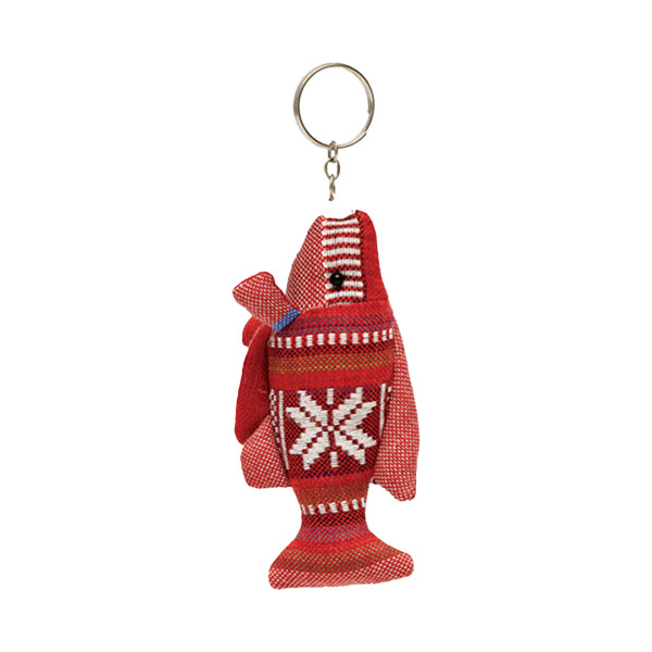 Fish Keychain Made Of Brocade Fabric