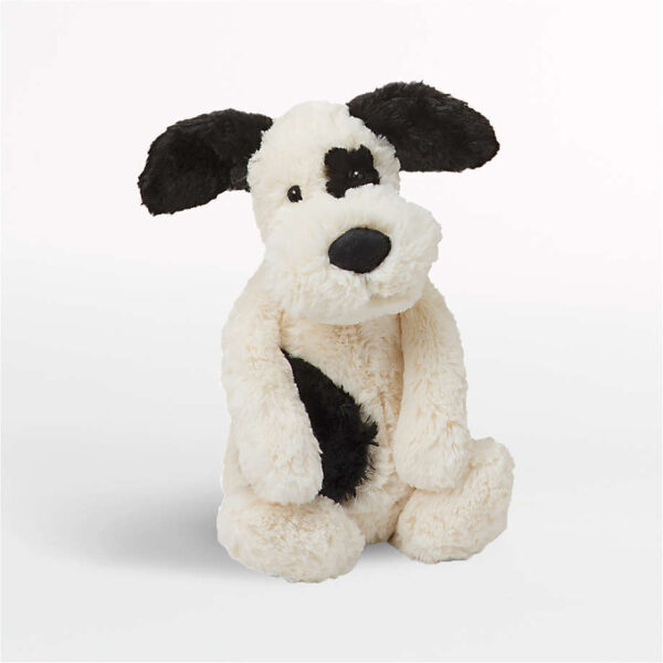 Bashful Black and Cream Puppy Kids Stuffed Animal